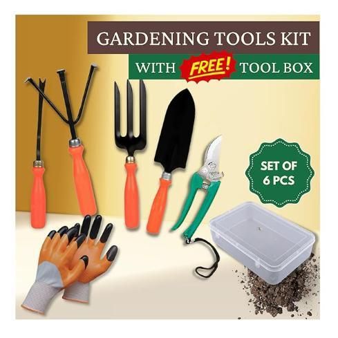 6 in 1 Garden Tools with Box – Complete Gardening Kit